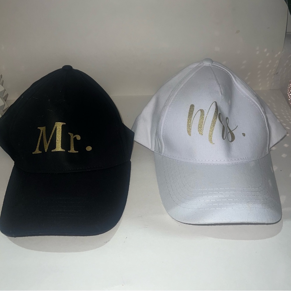 Black and White Couple's Embroidered Hats